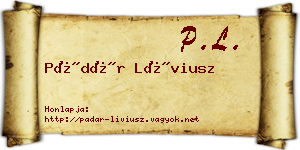 Pádár Líviusz névjegykártya